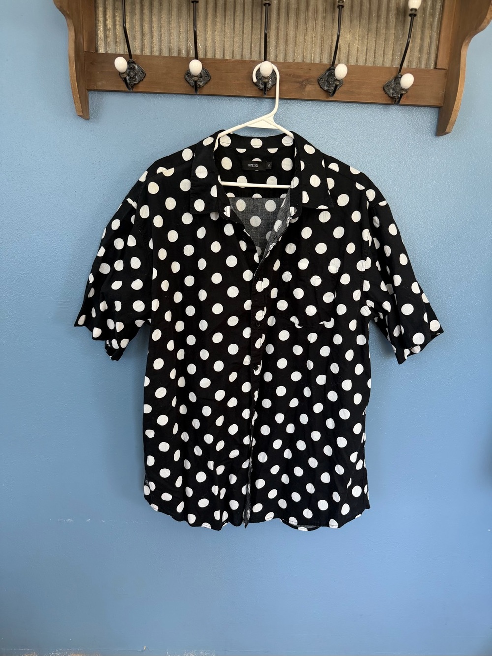 Polka Dot Short Sleeve Shirt - Black & White